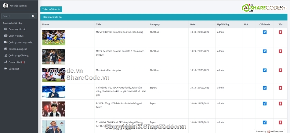 Web tin tức,Code website tin tức,laravel framework,website tin tức